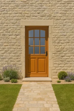 Porte D'entrée Bois Vitrée Alena, H.215xl.80 Côte Tableau P. Gauche-Gd Menuiseries New