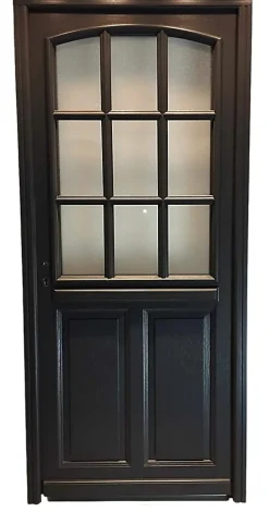 Gd Menuiseries Porte D'entrée Bois Vitrée Alicia Gris Ral7016, H.215xl.80 Côte Tableau, P.droit