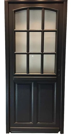 Gd Menuiseries Porte D'entrée Bois Vitrée Alicia Gris Ral7016, H.215xl.80 Côte Tableau P.gauche, Poignee, Barillet