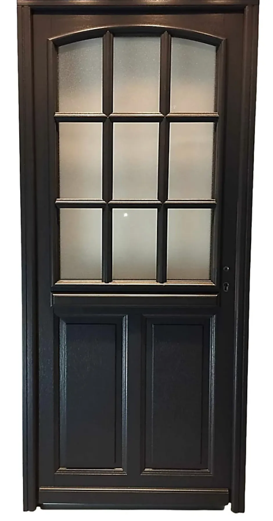 Gd Menuiseries Porte D'entrée Bois Vitrée Alicia Gris Ral7016, H.215xl.80 Côte Tableau P.gauche, Poignee, Barillet