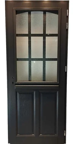 Gd Menuiseries Porte D'entrée Bois Vitrée Alicia Gris Ral7016, H.215xl.80 Côte Tableau P.gauche, Poignee, Barillet