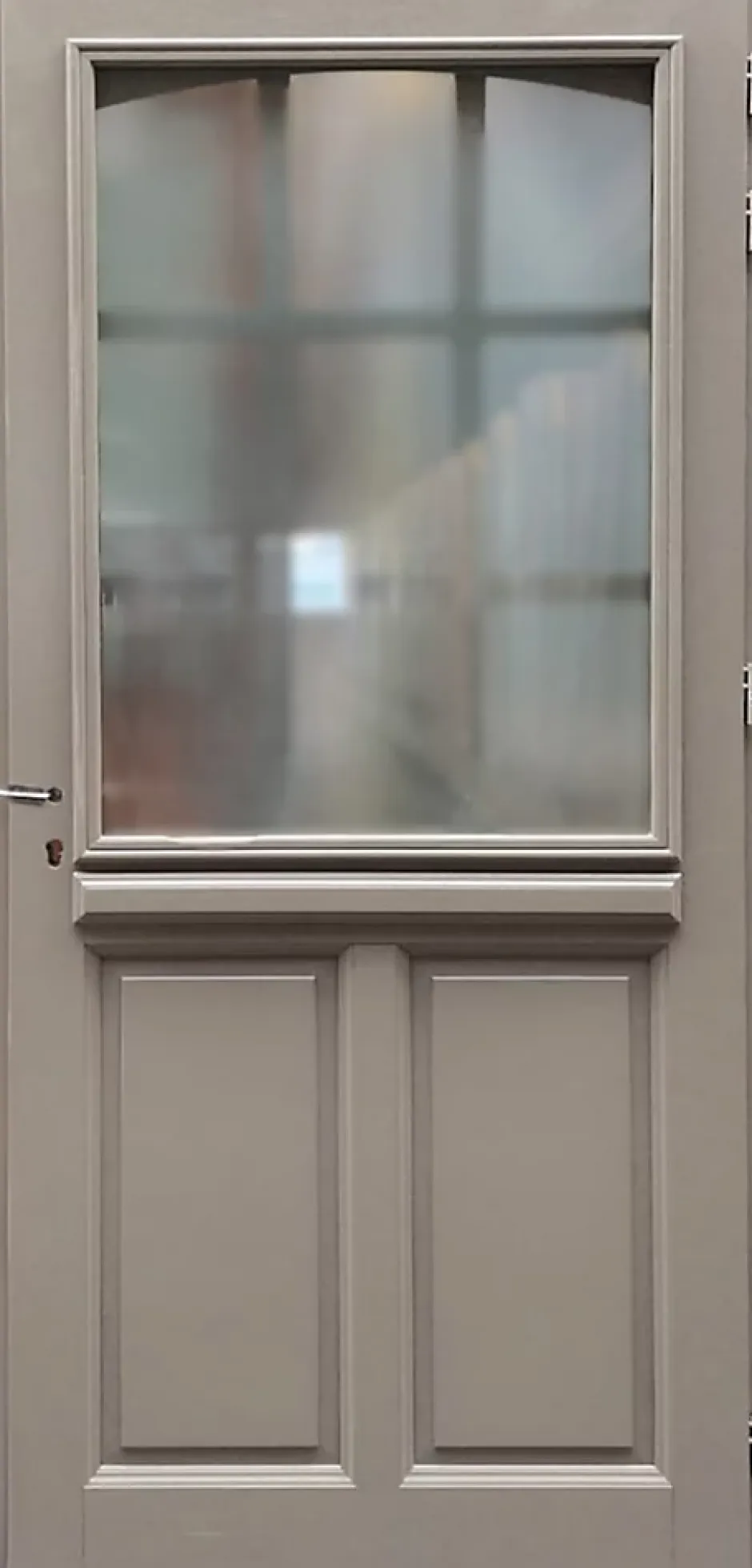 Gd Menuiseries Porte D'entrée Bois Vitrée Alban Gris Ral 7039, H.215xl.90 Côte Tableau P. Gauche