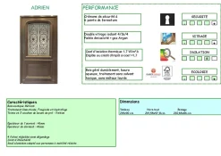 Gd Menuiseries Porte D'entrée Bois Vitrée Adrien Gris Ral 7039, H.215xl.90 Côte Tableau P. Gauche