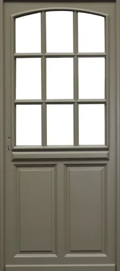 Porte D'entrée Bois Vitrée Ady, Vert Ral7002,, H.215xl.90 Côte Tableau, P.droit-Gd Menuiseries