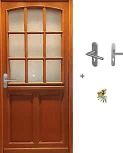 Porte D'entrée Bois Vitrée Alena, H.215xl.80 Côte Tableau P.droit Poignée, Barillet-Gd Menuiseries