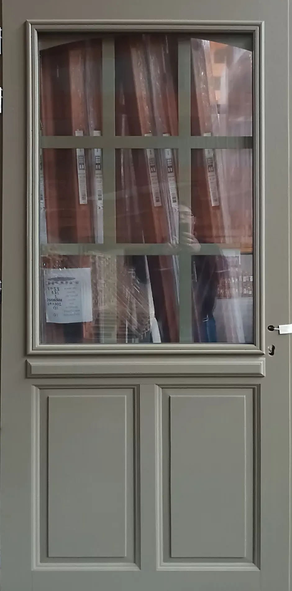 Porte D'entrée Bois Vitrée Ady, Vert Ral7002,, H.215xl.90 Côte Tableau P.droit Poignée, Barillet-Gd Menuiseries New