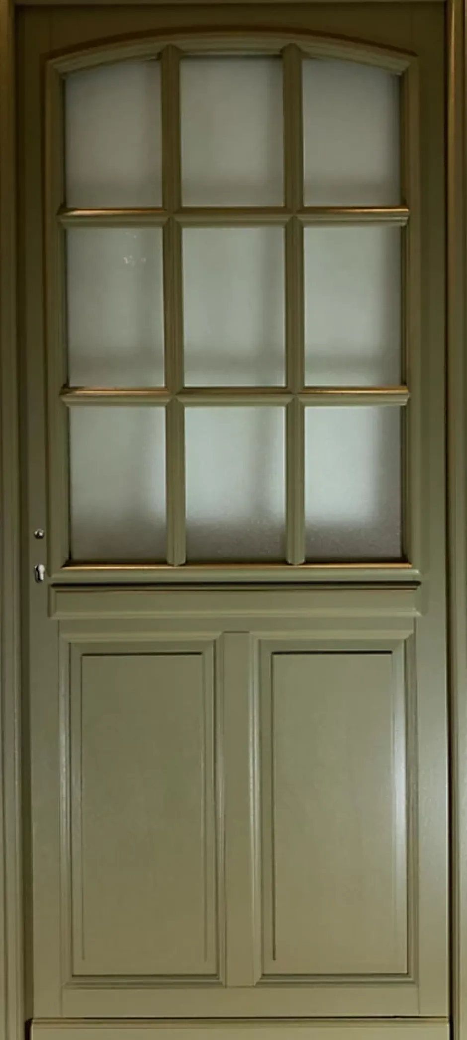 Gd Menuiseries Porte D'entrée Bois Vitrée Andore Vert Ral 7002, H.215xl.80 Côte Tableau P.droit