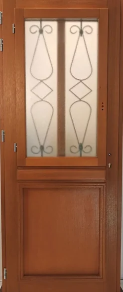 Gd Menuiseries Porte D'entrée Bois Vitrée Baya, H,200xl,80 Côte Tableau P.droit, Poignee, Barillet, Bouton