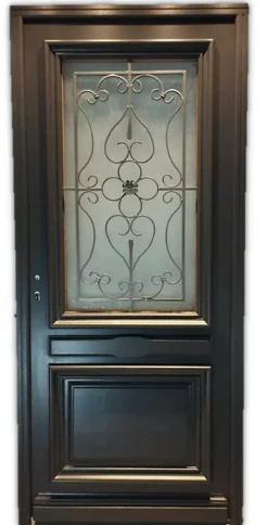 Porte D'entrée Bois Vitrée Candice Ral 7016, H.215xl.90 P,droit Côte Tableau-Gd Menuiseries Best