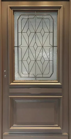 Gd Menuiseries Porte D'entrée Bois Vitrée Camille Gris Ral 7039, H.215xl.90 Côte Tableau P.droit