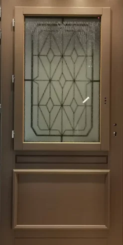 Gd Menuiseries Porte D'entrée Bois Vitrée Camille Gris Ral 7039, H.215xl.90 Côte Tableau P.droit