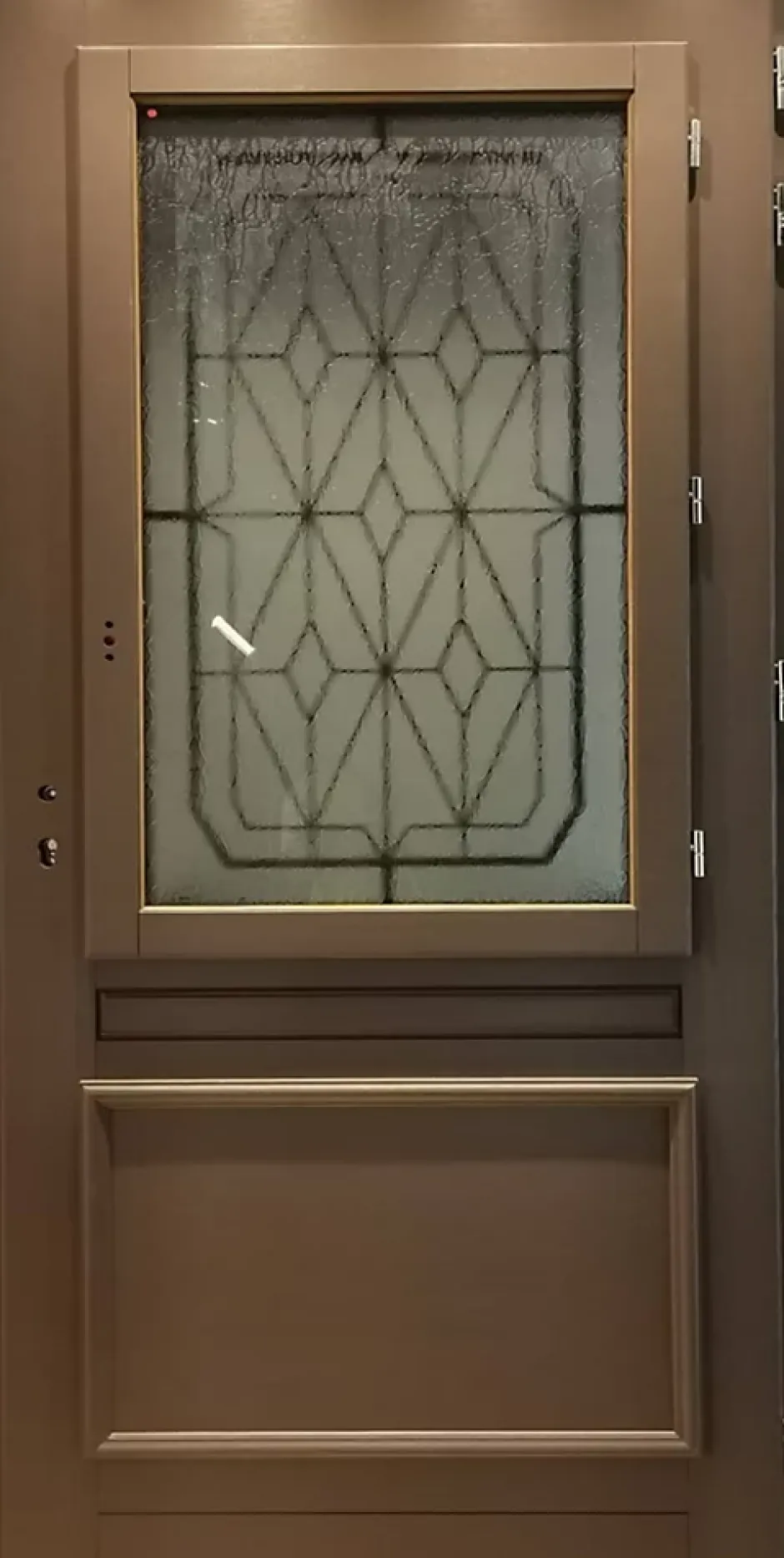 Gd Menuiseries Porte D'entrée Bois Vitrée Camille Gris Ral 7039, H.215xl.90 Côte Tableau P. Gauche