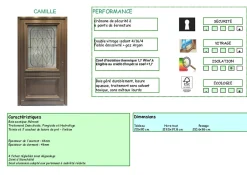 Gd Menuiseries Porte D'entrée Bois Vitrée Camille Gris Ral 7039, H.215xl.90 Côte Tableau P. Gauche