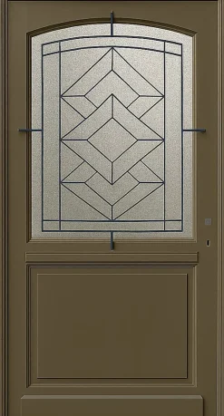 Porte D'entrée Bois Vitrée Elsie, Vert Ral7002, H.215xl.90 Côte Tableau P.gauche-Gd Menuiseries Clearance