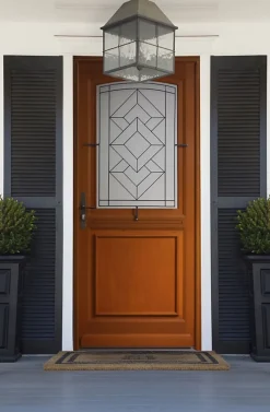 Gd Menuiseries Porte D'entrée Bois Vitrée Elma, H.215xl.90 Côte Tableau, P.droit, Poignee, Barillet