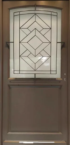 Gd Menuiseries Porte D'entrée Bois Vitrée Elodie Gris Ral 7039, H.215xl.90 Côte Tableau P. Gauche