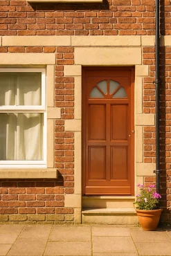 Porte D'entrée Bois Vitrée Ferji, H.215xl.90 Côte Tableau P.gauche, Poignée, Barillet-Gd Menuiseries