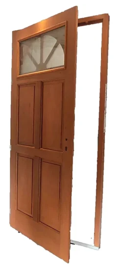 Porte D'entrée Bois Vitrée Ferji, H.215xl.90 P.droit , Poignée, Barillet Côte Tableau-Gd Menuiseries Outlet