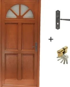 Porte D'entrée Bois Vitrée Ferji, H.215xl.90 Côte Tableau P,gauche, Poignée, Barillet-Gd Menuiseries Clearance