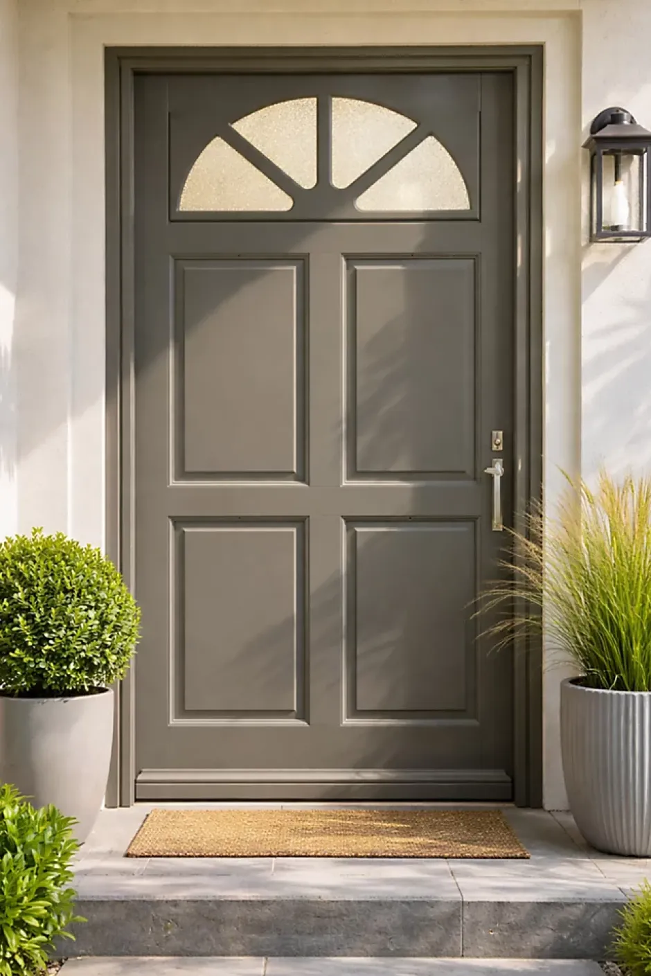 Gd Menuiseries Porte D'entrée Bois Vitrée Fiacre Gris Ral 7039, H.215xl.90 Côte Tableau P.gauche