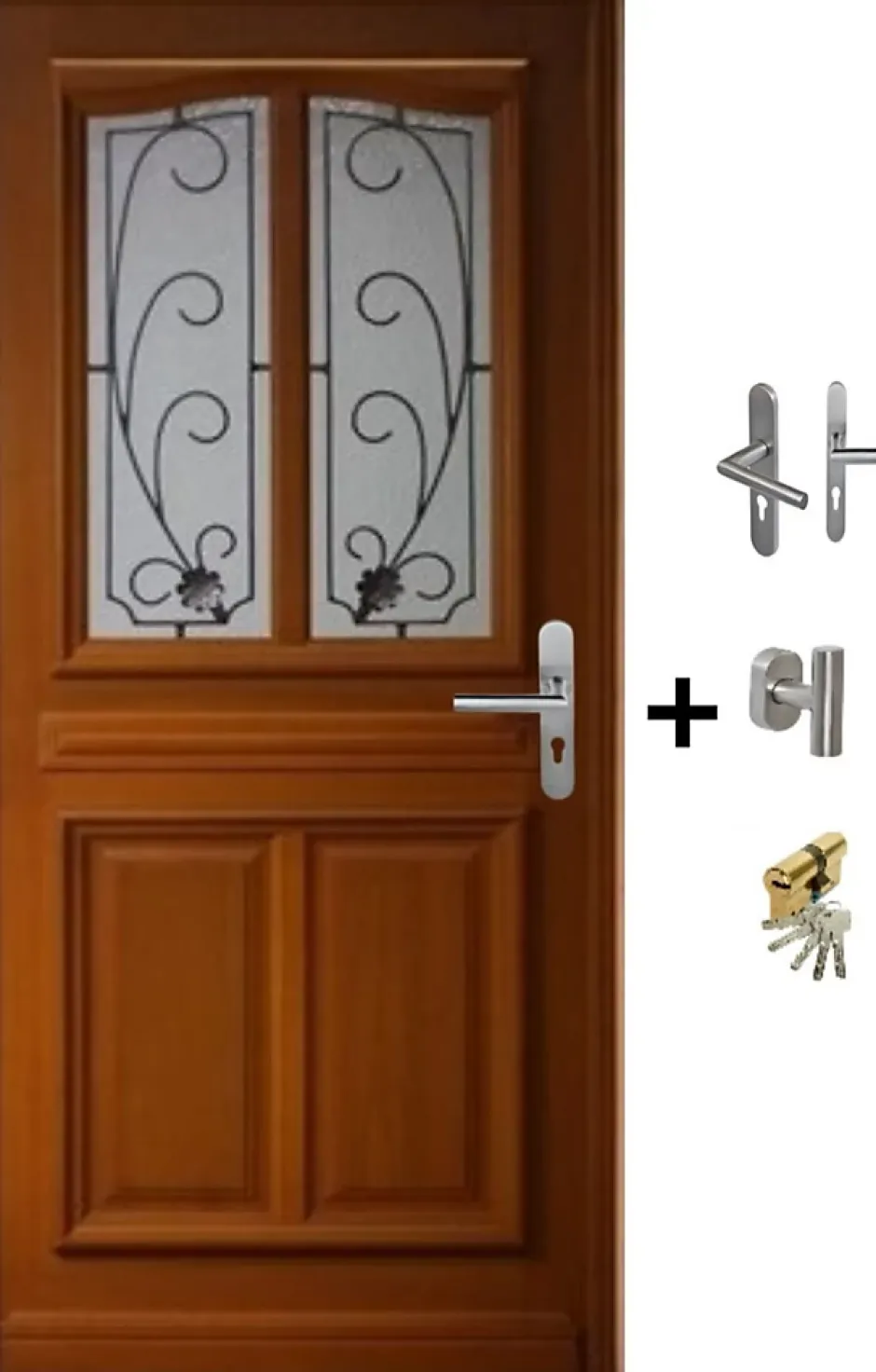 Gd Menuiseries Porte D'entrée Bois Vitrée Mathis, H,200xl,80 Côte Tableau P.gauche, Poignée, Barillet