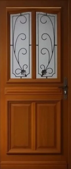 Porte D'entrée Bois Vitrée Mathis, H,200xl,80 Côte Tableau P. Gauche-Gd Menuiseries Outlet