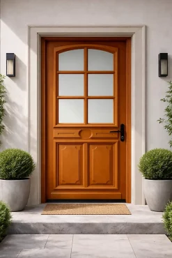 Gd Menuiseries Porte D'entrée Bois Vitrée Marine, H.215xl.80 Côte Tableau P. Gauche