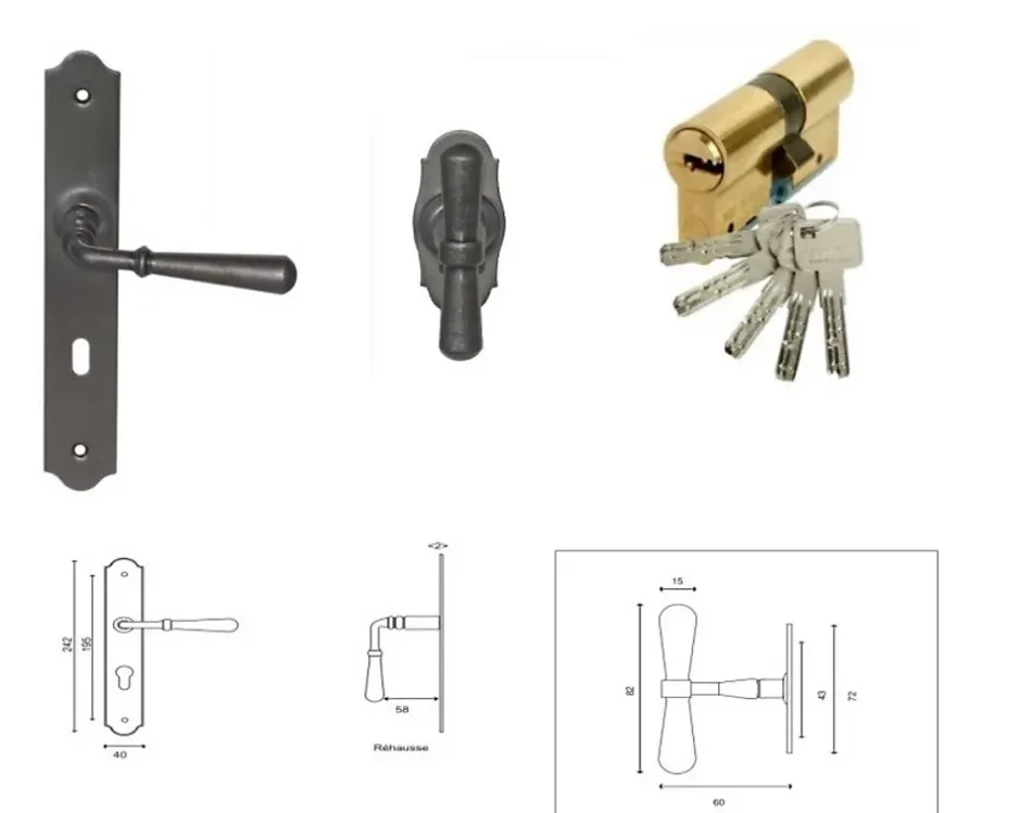 Gd Menuiseries Porte D'entrée Bois Vitrée Marine, H.200 X L.90 P.droit, Poignée, Barillet Côte Tableau