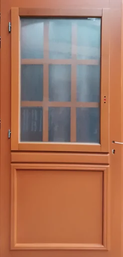 Gd Menuiseries Porte D'entrée Bois Vitrée Marine, H.200 X L.90 P.droit, Poignée, Barillet Côte Tableau