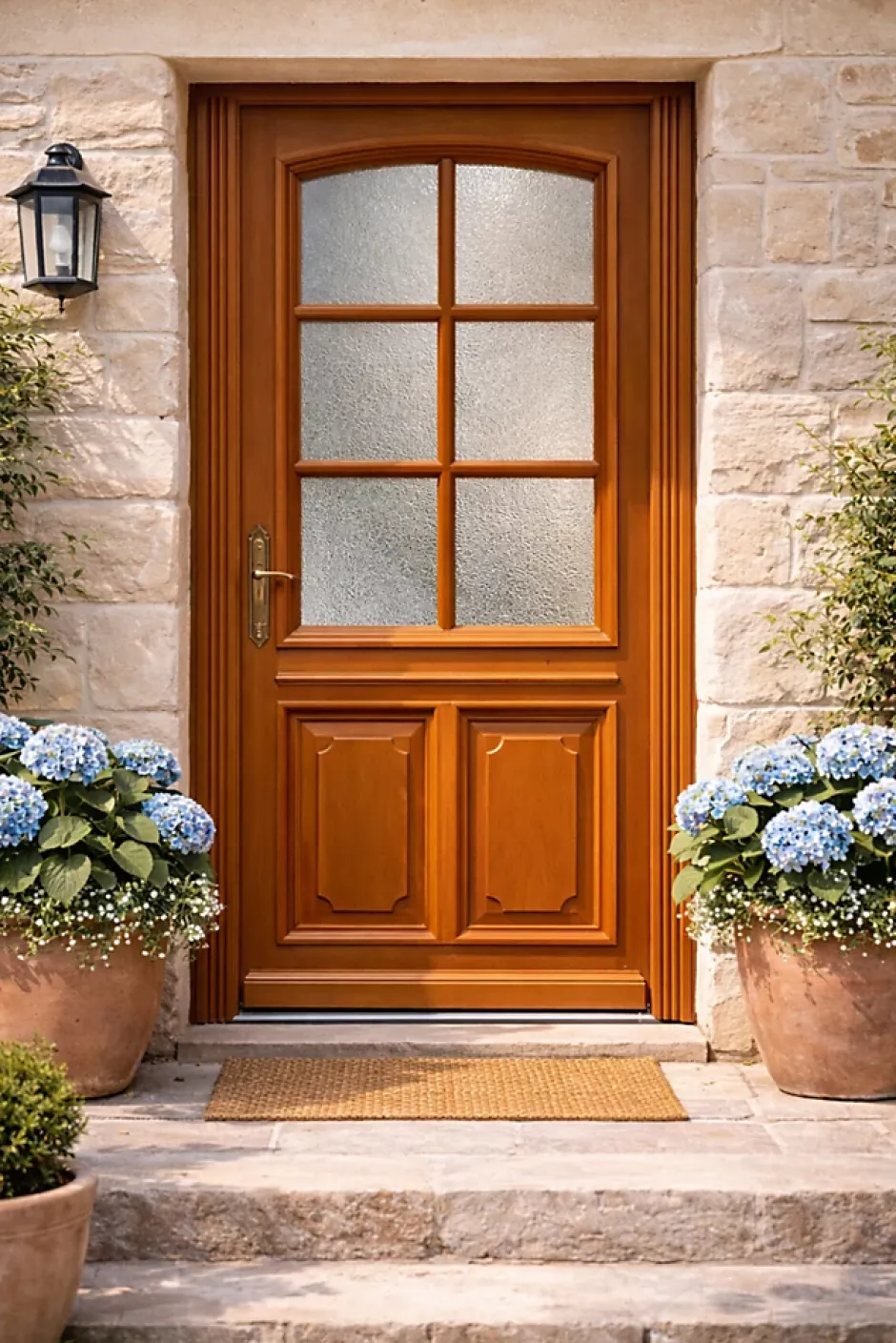 Gd Menuiseries Porte D'entrée Bois Vitrée Marine, H,200xl,80 Côte Tableau P.droit Poignée, Barillet