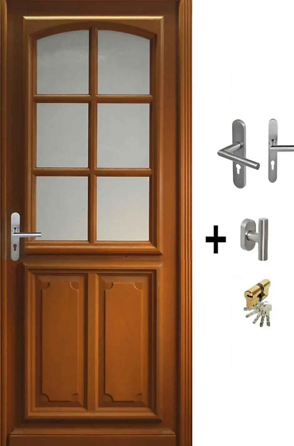 Gd Menuiseries Porte D'entrée Bois Vitrée Marine, H,200xl,80 Côte Tableau P.droit Poignée, Barillet