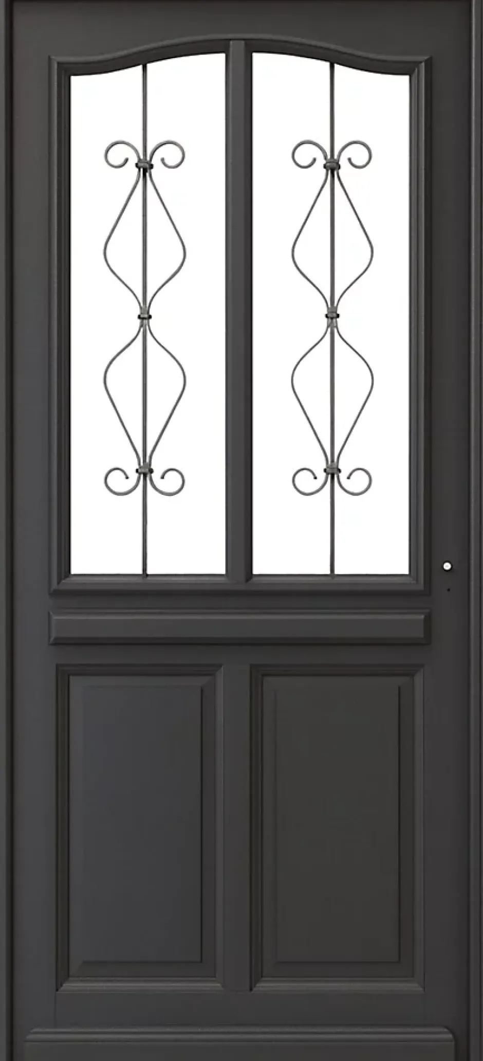 Porte D'entrée Bois Vitrée Sandro Gris Ral7016, H.215xl.90 Côte Tableau P,gauche-Gd Menuiseries Sale