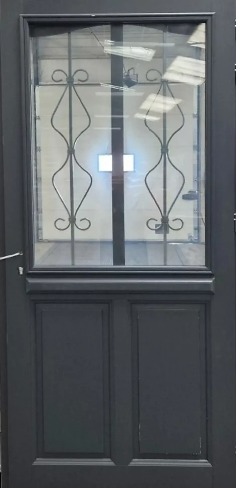 Porte D'entrée Bois Vitrée Sandro Gris Ral7016, H.215xl.90 Côte Tableau P,gauche-Gd Menuiseries Sale