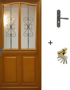 Gd Menuiseries Porte D'entrée Bois Vitrée Sandy, H.215xl.90 P, Droite Côte Tableau , Poignée, Barillet