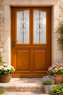 Gd Menuiseries Porte D'entrée Bois Vitrée Sandy, H.215xl.90 Côte Tableau, P.droit