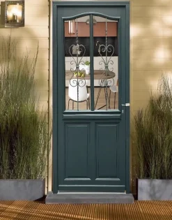 Porte D'entrée Bois Vitrée Sabrina Gris Ral7016, H.215xl.90 Côte Tableau P.gauche-Gd Menuiseries Online