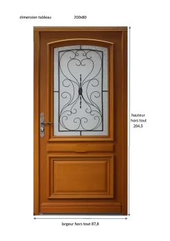 Porte D'entrée Bois Vitrée Vauban, H,200xl,80 Côte Tableau P.droit-Gd Menuiseries