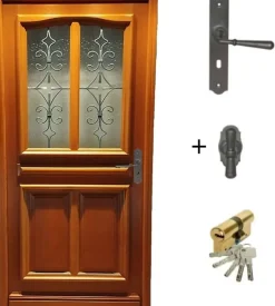 Porte D'entrée Bois Vitrée Vauban, H.215xl.90 P,gauche, Poignée, Barillet Côte Tableau-Gd Menuiseries Discount