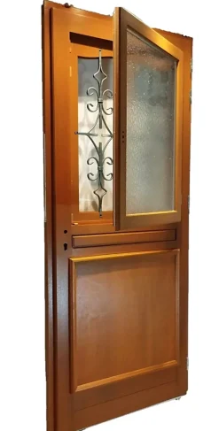 Porte D'entrée Bois Vitrée Vauban, H.215xl.90 P,gauche, Poignée, Barillet Côte Tableau-Gd Menuiseries Discount