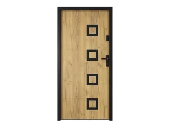 Vente-unique Porte d'entrée en acier avec inox L207 x L100 cm effet chêne - épaisseur 55 mm - poussant gauche - TIFANA
