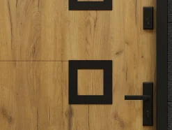 Vente-unique Porte d'entrée en acier avec inox L207 x L100 cm effet chêne - épaisseur 55 mm - poussant gauche - TIFANA