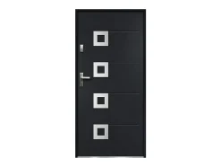 Porte d'entrée en acier avec inox H207 x L100 cm anthracite - épaisseur 55 mm - poussant droit - TIFANA-Vente-unique Best