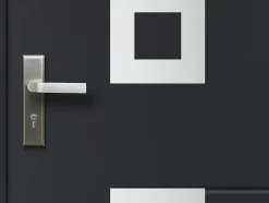 Porte d'entrée en acier avec inox H207 x L100 cm anthracite - épaisseur 55 mm - poussant droit - TIFANA-Vente-unique Best