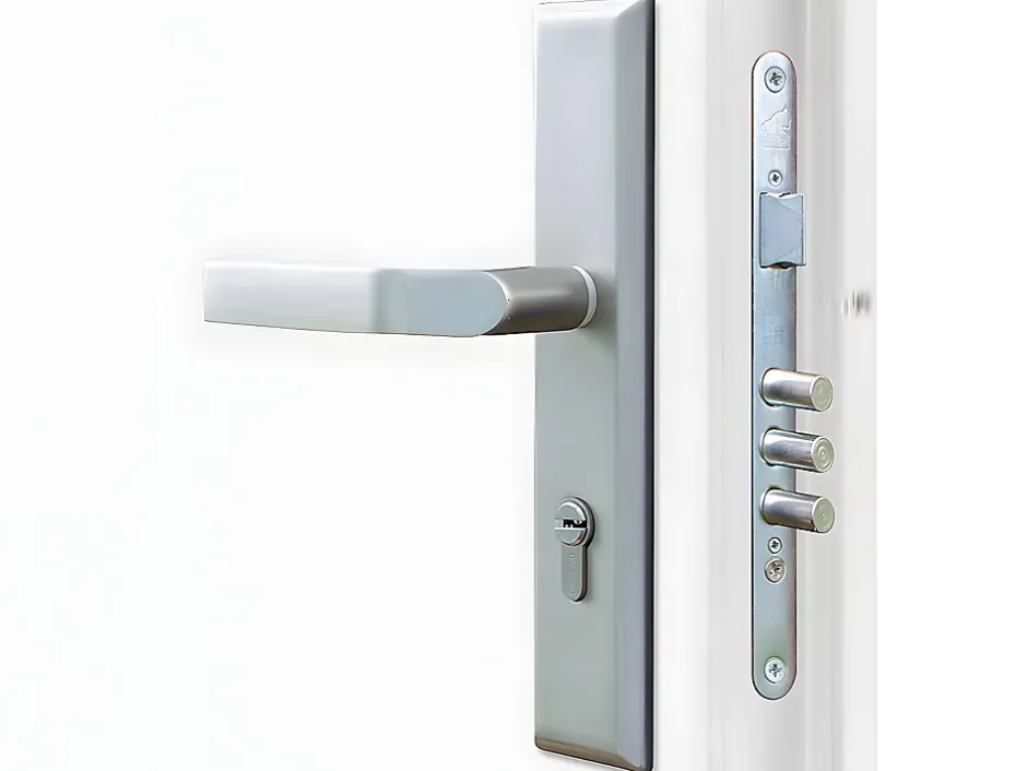 Porte d'entrée en acier avec inox H207 x L100 cm effet chêne - épaisseur 55 mm - poussant droit - TIFANA-Vente-unique Sale