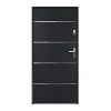 Porte d'entrée en acier pleine et inox H207 x L100 cm anthracite - épaisseur 55 mm - poussant gauche - NAXARA-Vente-unique Online