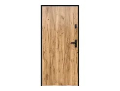 Vente-unique Porte d'entrée en acier pleine H207 x L100 cm effet chêne - épaisseur 55 mm - poussant gauche - AGUEDA