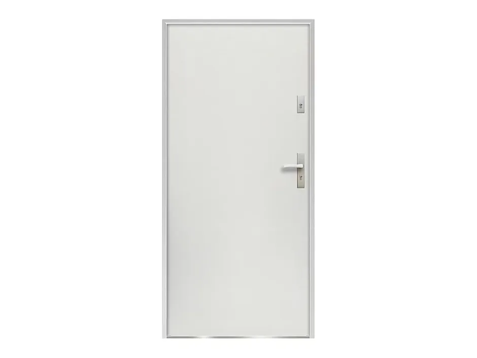 Porte d'entrée en acier pleine H207 x L100 cm blanc - épaisseur 55 mm - poussant gauche - AGUEDA-Vente-unique Sale