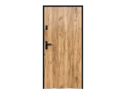 Porte d'entrée en acier pleine H207 x L100 cm effet chêne - épaisseur 55 mm - poussant droit - AGUEDA-Vente-unique Hot