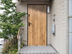 Porte d'entrée en acier pleine H207 x L100 cm effet chêne - épaisseur 55 mm - poussant droit - AGUEDA-Vente-unique Hot