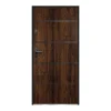 Vente-unique Porte d'entrée en acier pleine et inox H207 x L100 cm naturel foncé - épaisseur 55 mm - poussant droit - NAXARA